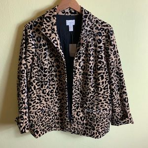 Chico’s Leopard Velvet Jacket Size 3 NWT